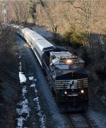 Amtrak locomotive bad-ordered in Roanoke earlier.  NS unit deadheading the cars back to Washington.